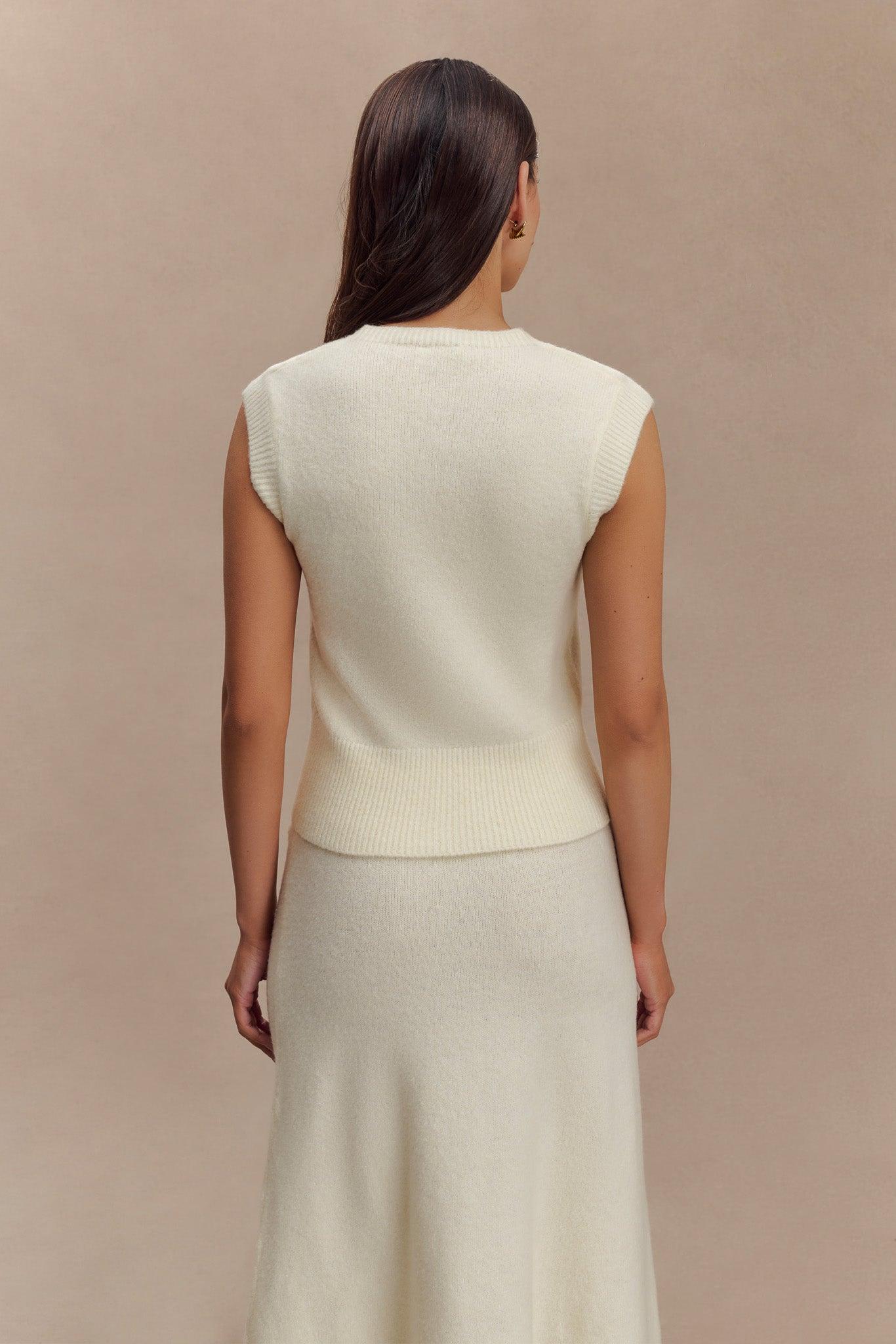Dionne Sleeveless Knit Vest - Ivory Marle Product Image