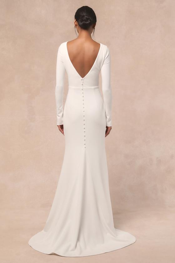 Feeling of Forever White Long Sleeve Mermaid Maxi Dress Product Image