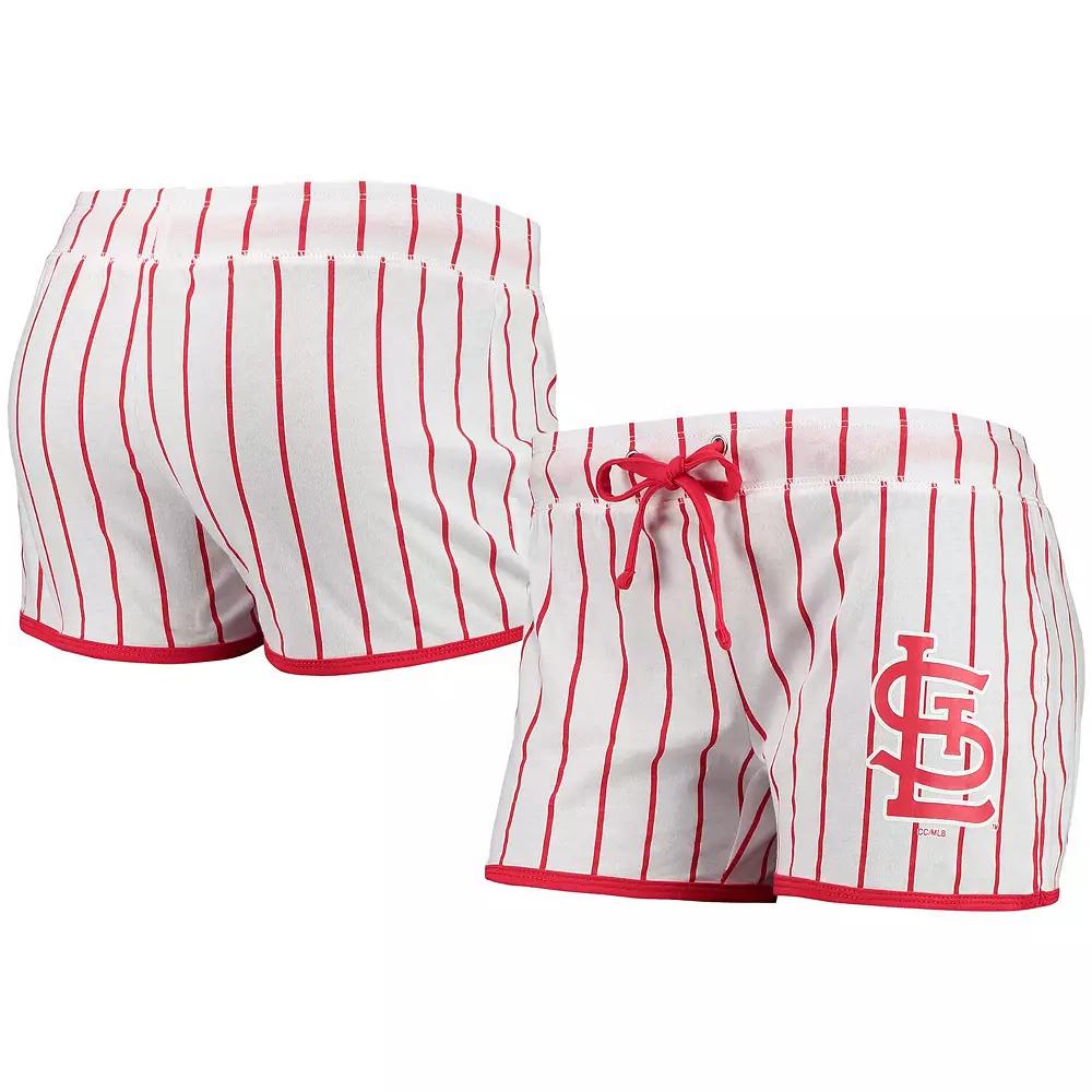 Women's Concepts Sport White St. Louis Cardinals Vigor Pinstripe Sleep Shorts, Size: XL Product Image
