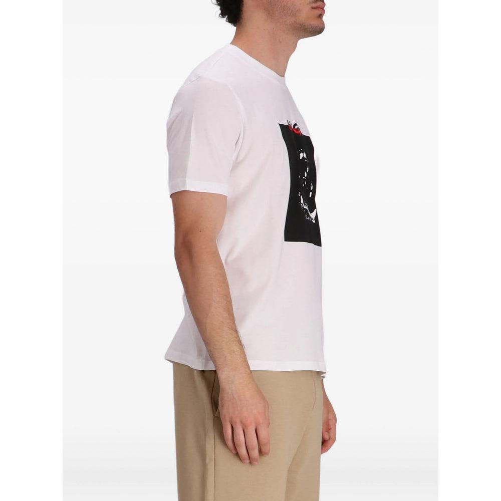 HUGO BOSS Cotton Jersey T-shirt With Mixed-print Logo In White Product Image