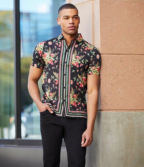 Murano From The Garden Collection Slim Fit Floral Print Short Sleeve Woven Camp Shirt Product Image