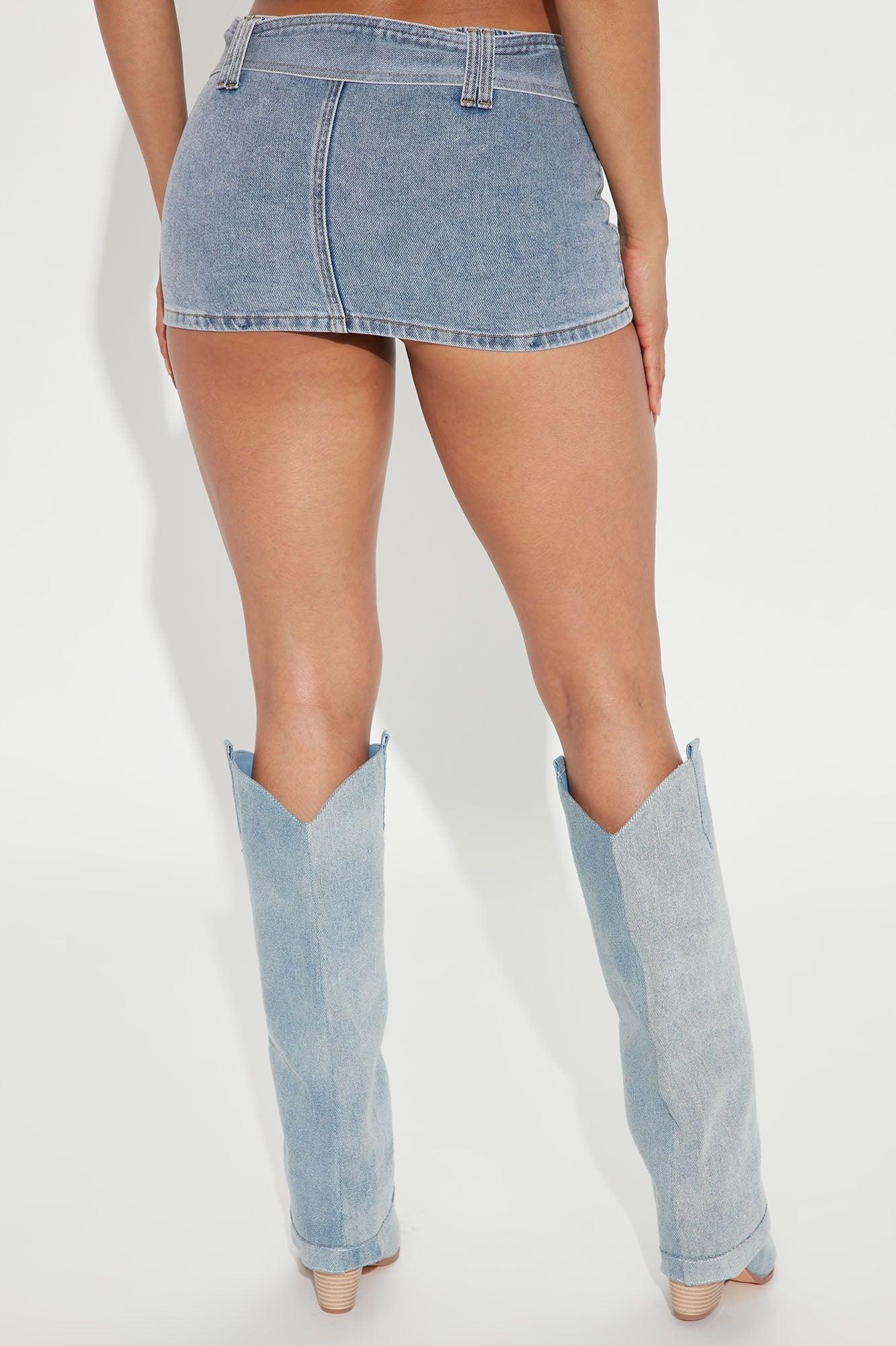 Janisa Denim Micro Mini Skirt - Light Wash Product Image