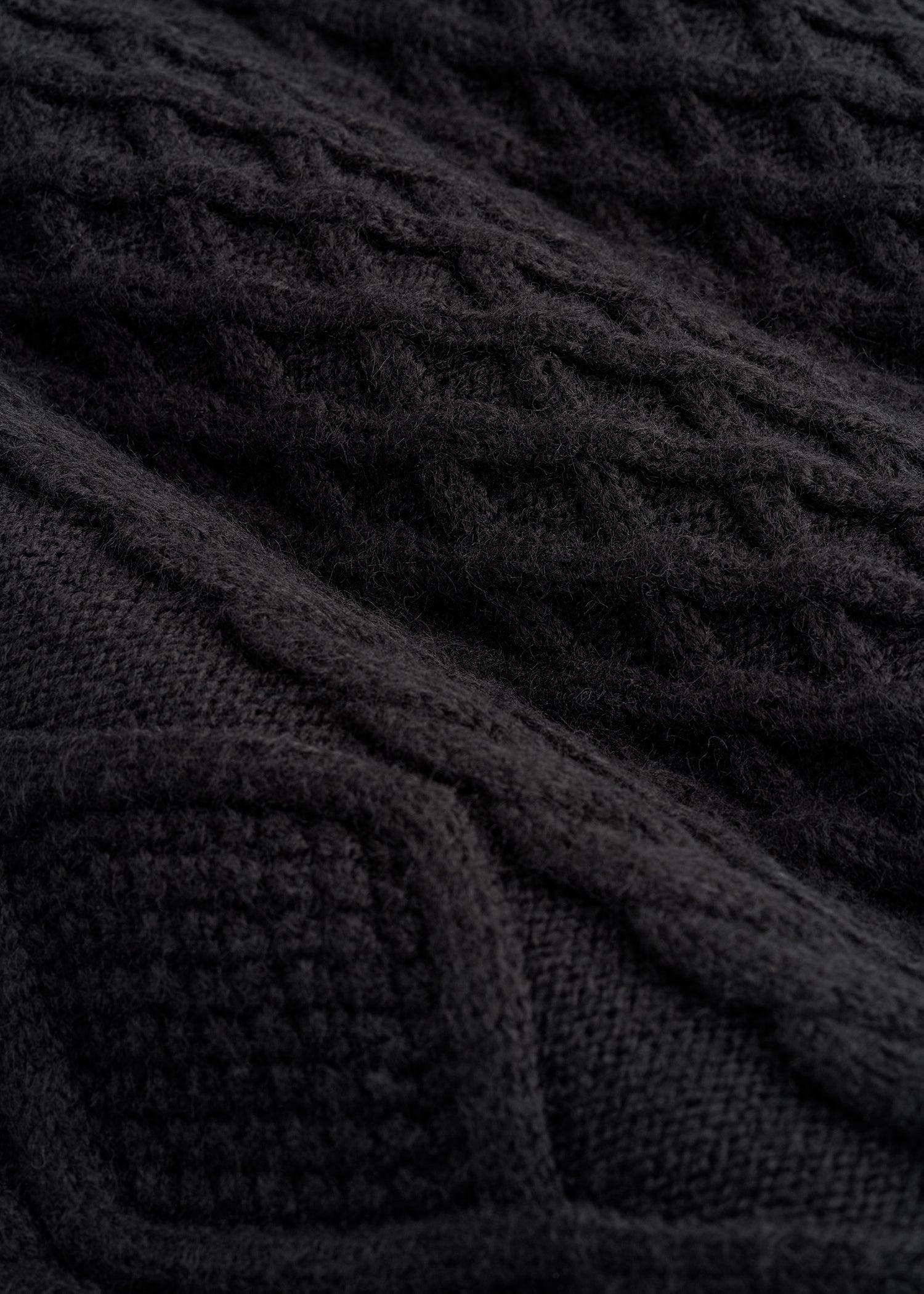 V-Neck Cashmere Blend Cable Knit Sweater for Tall Women in Black Female Product Image