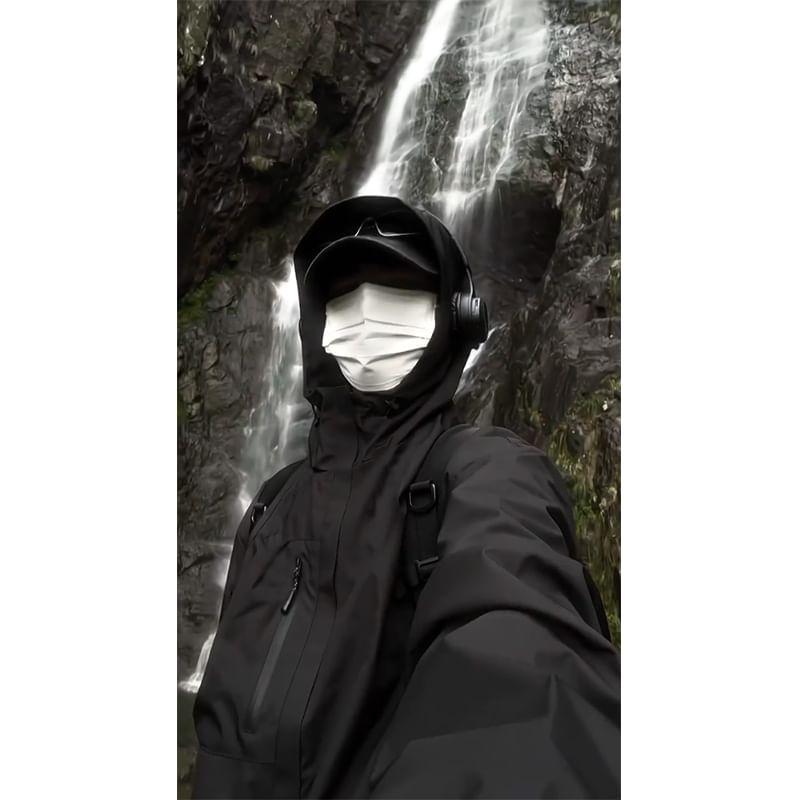 Hooded Plain Waterproof Zip Jacket Product Image