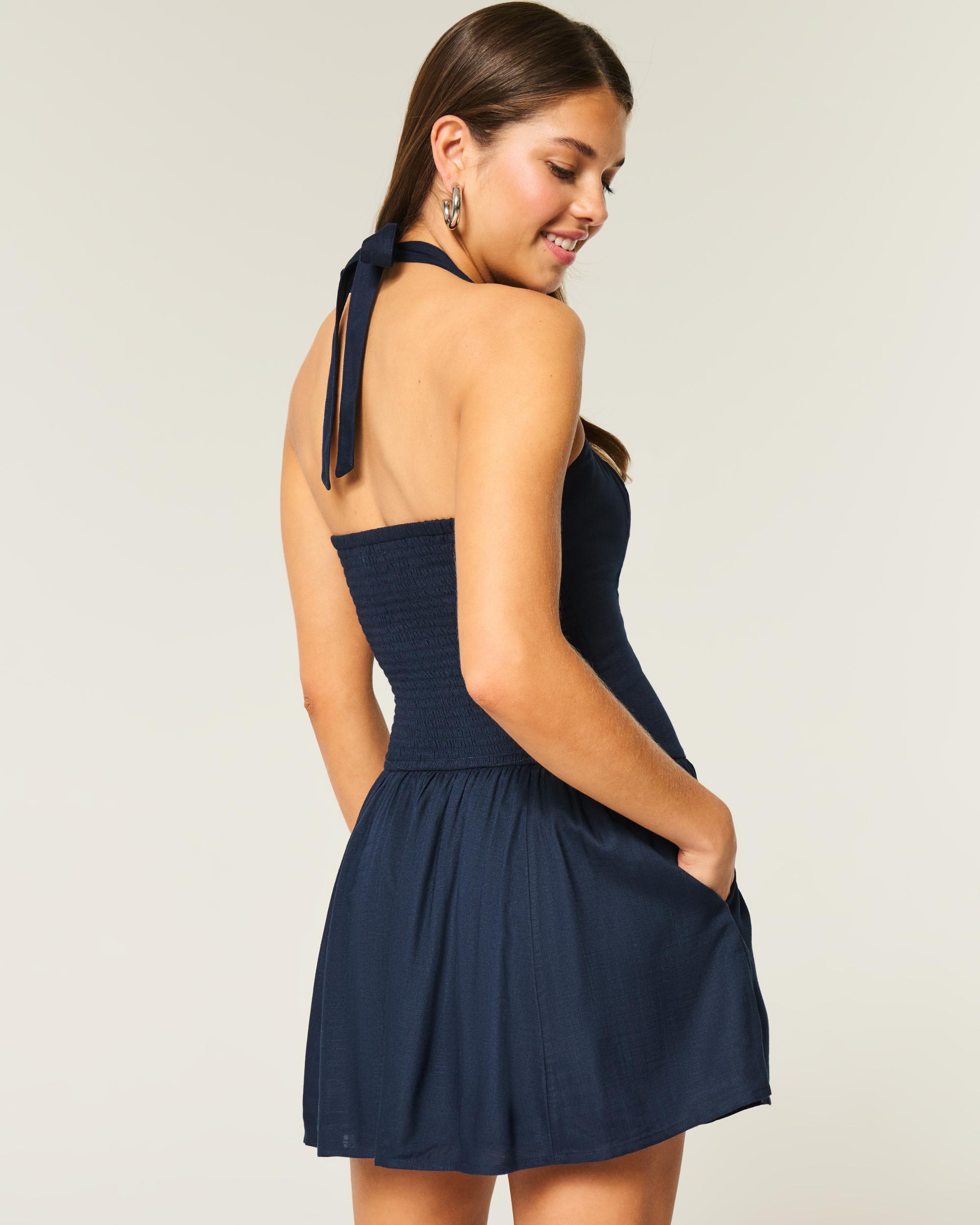 Drop Waist Halter Mini Dress Product Image