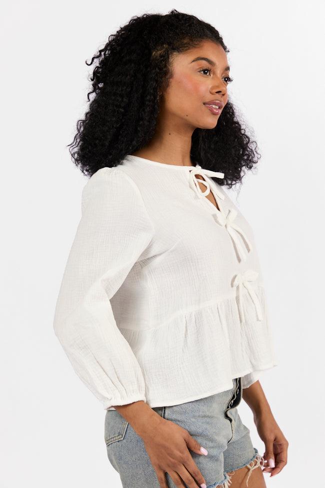 Close To Me Ivory Bow Detail Blouse FINAL SALE Product Image