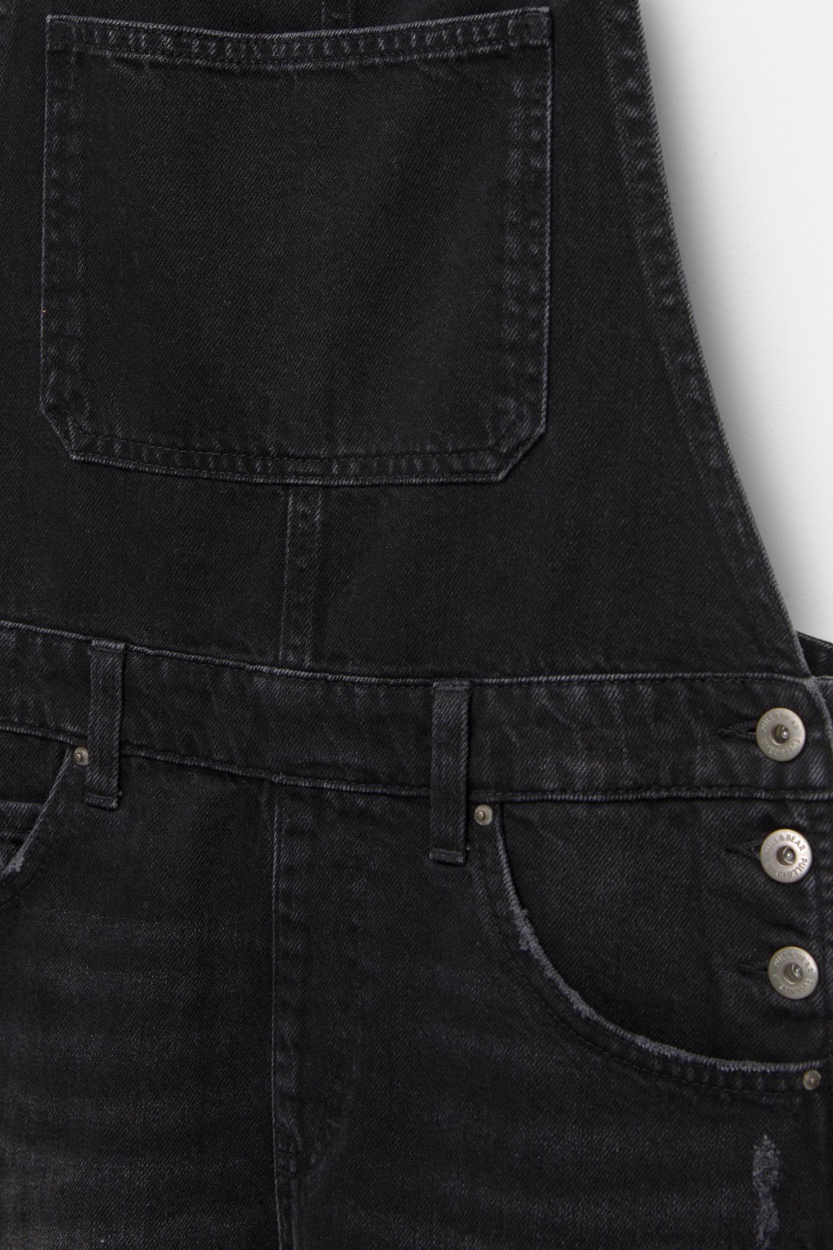 Ripped short denim overalls Product Image