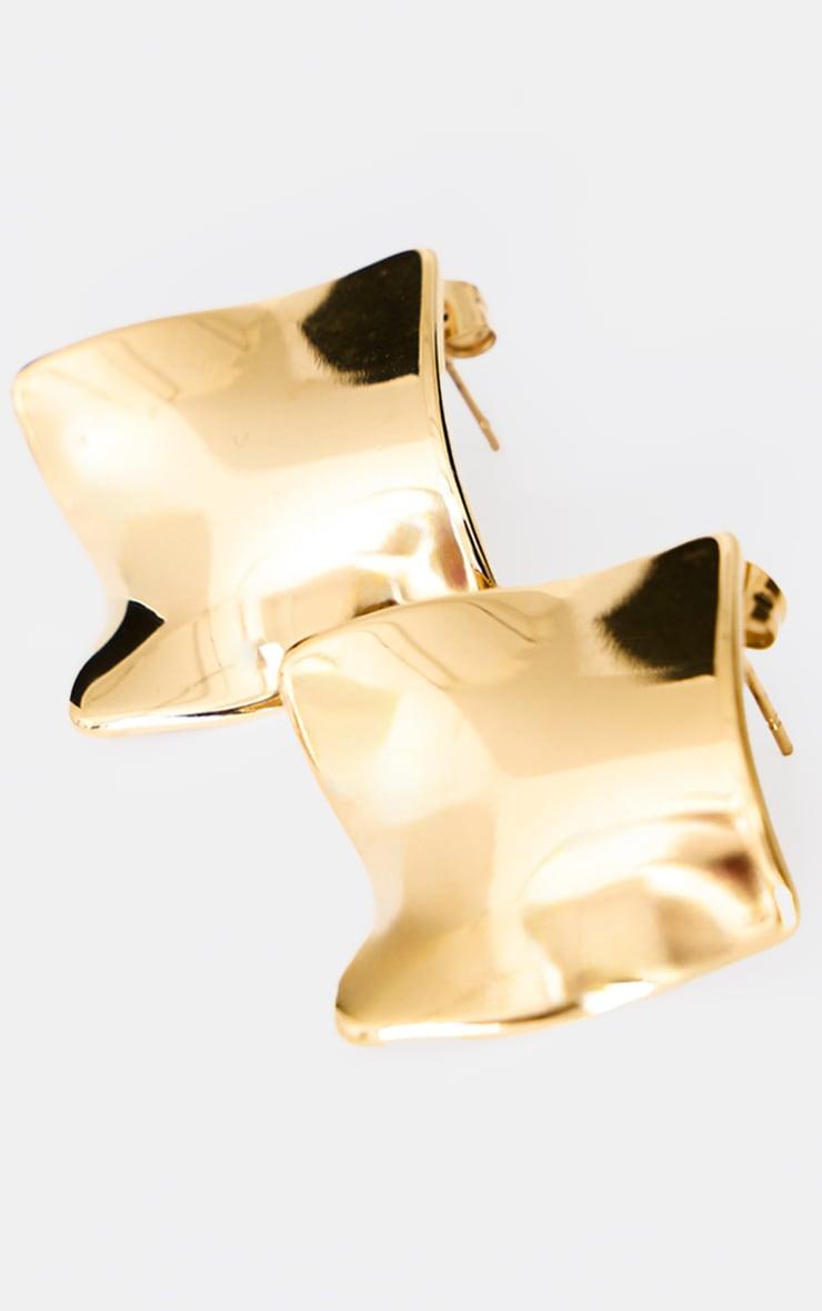 Gold Water Resistant Crinkle Twist Stud Earrings Product Image