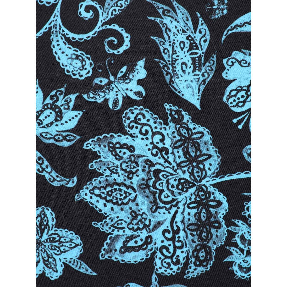 Plus Size Boho Floral Print Ruched One-Piece Swimsuit Women's Swimwear Teal Beach Gathered Curve Bathing Suits High stretch One Pieces BloomChic 14-16/1X Product Image