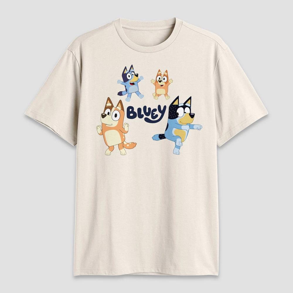 Men's Bluey Family Short Sleeve Crewneck T-Shirt - Beige Product Image