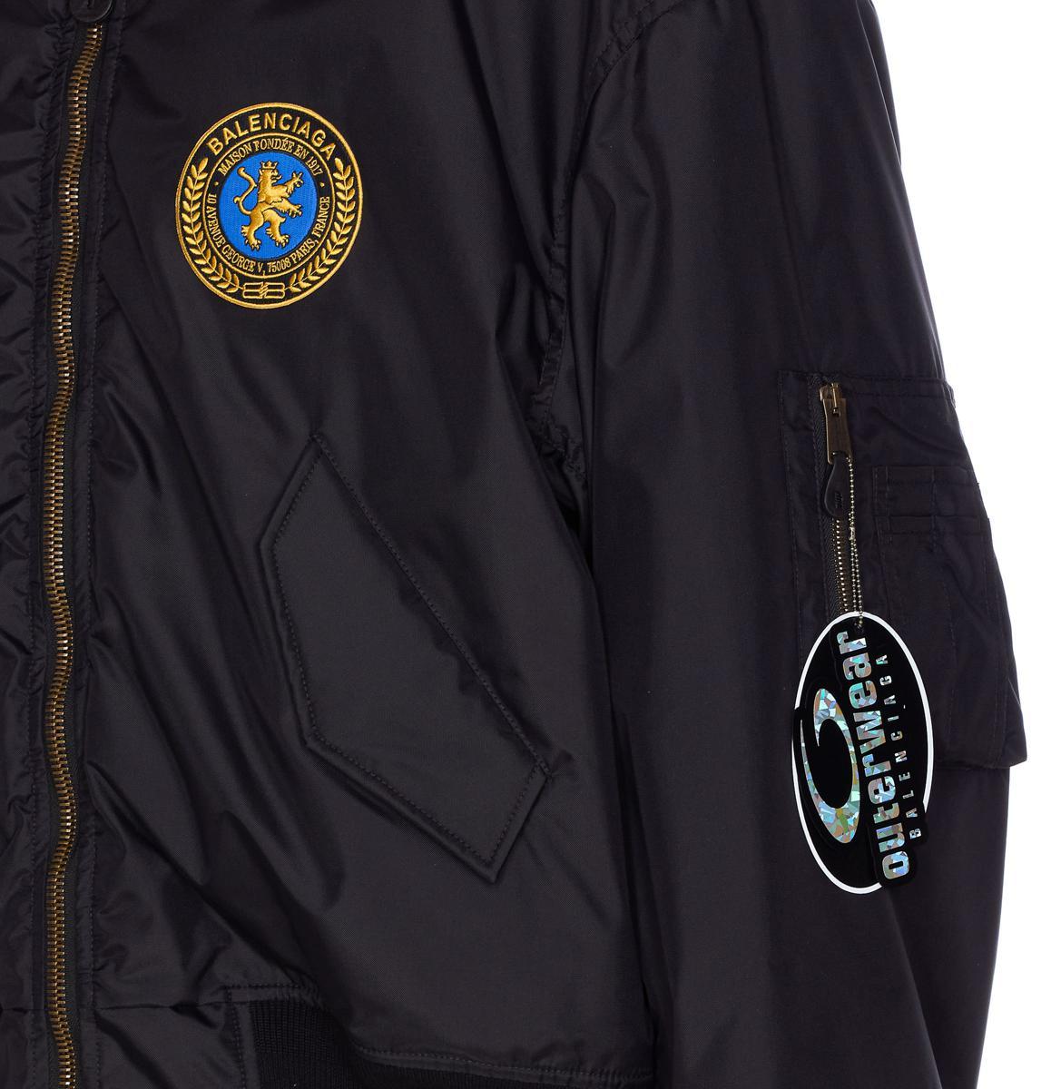 BALENCIAGA Nylon Uniform Merch Large Fit Bomber In Black Product Image