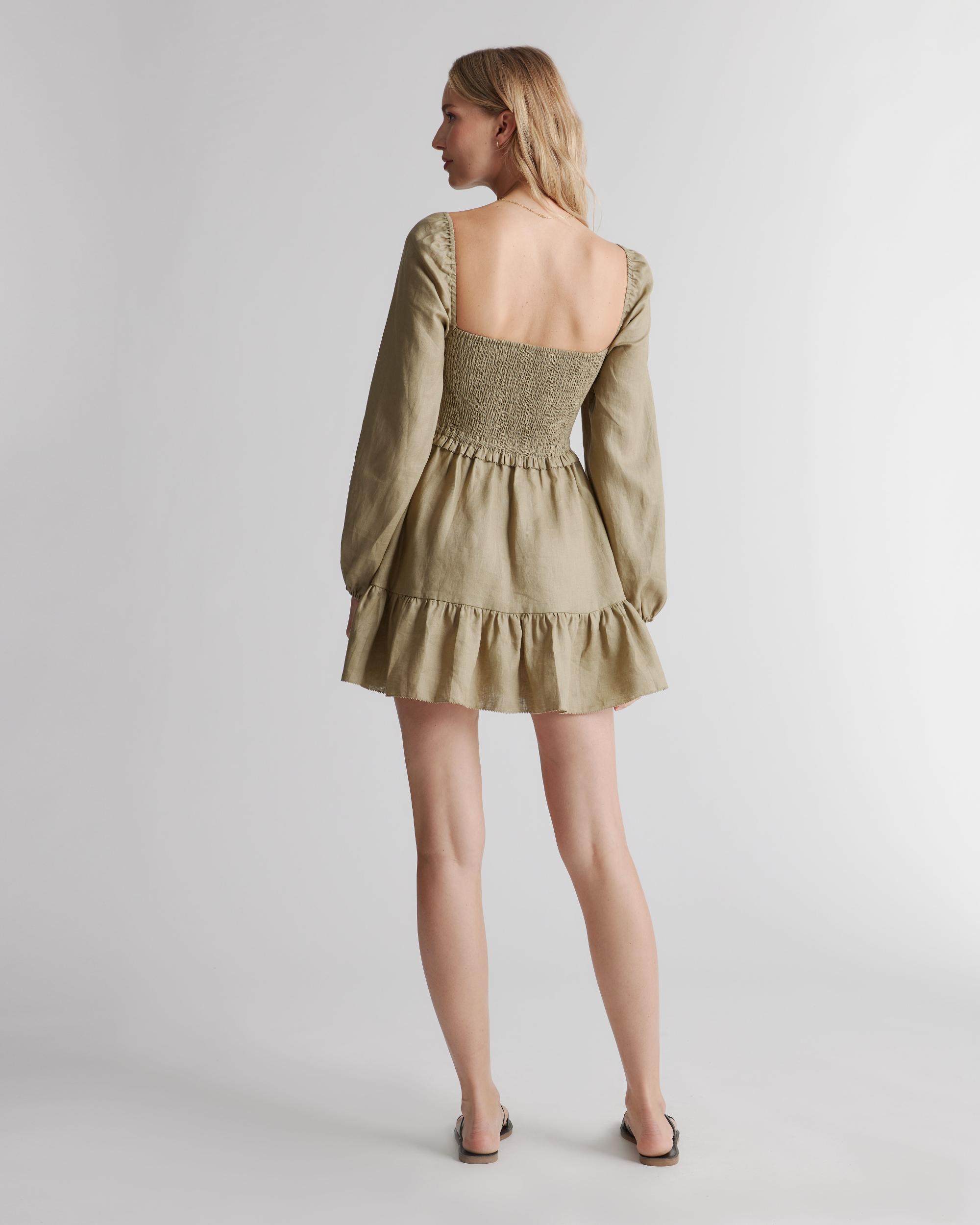 Quince | Women's 100% European Linen Smocked Mini Dress Size XS Product Image