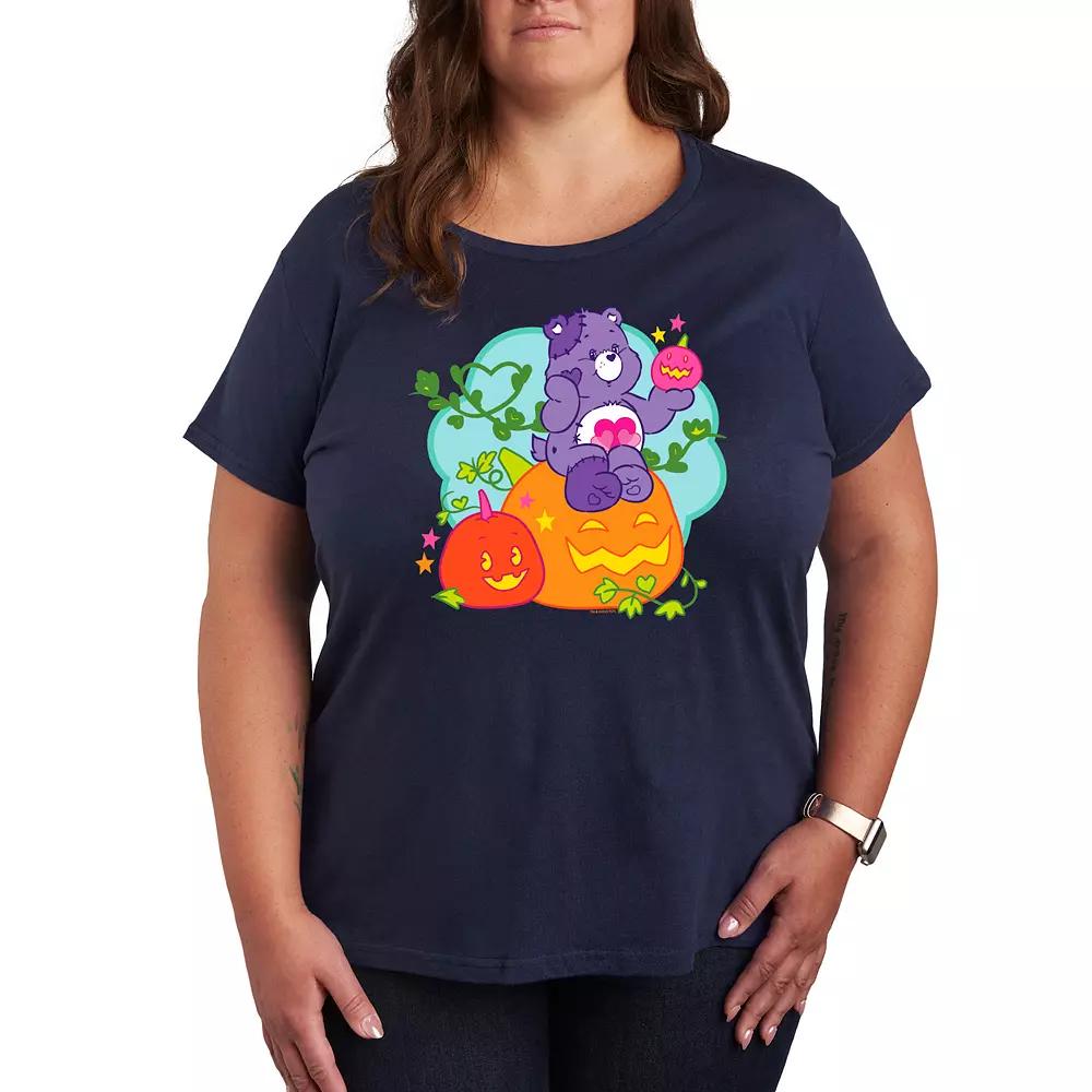 Plus Size Care Bears Halloween Pumpkin Graphic Tee, Womens Blue Product Image