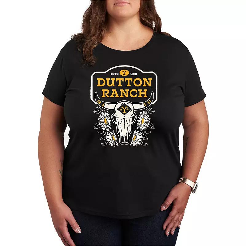 Plus Size Yellowstone Dutton Skull Graphic Tee, Womens Product Image