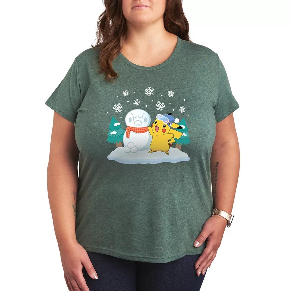 Plus Pokemon Pikachu Piplup Snowman Graphic Tee, Women's,  Product Image