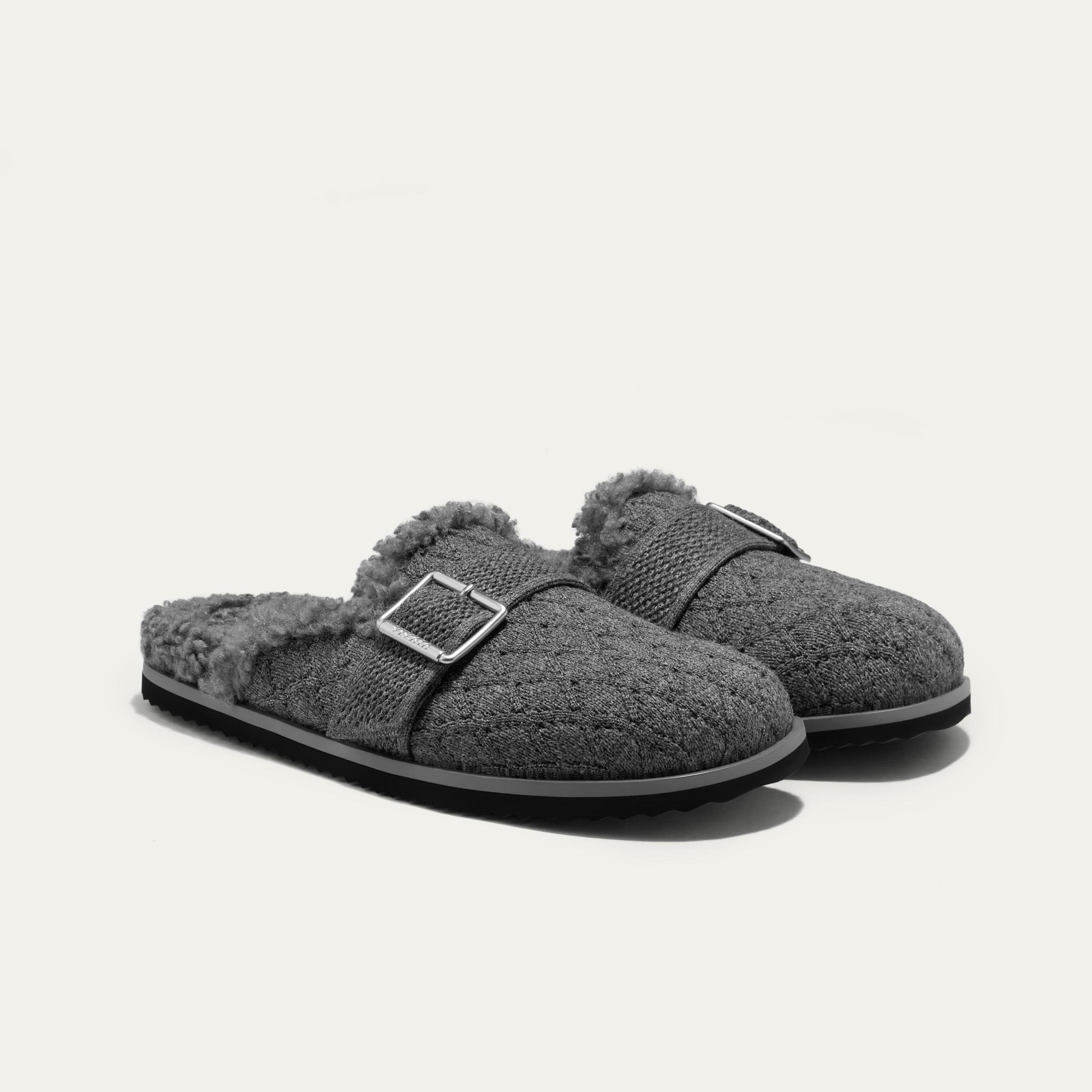 Round-Toe Wool Slippers (Hazel) Product Image