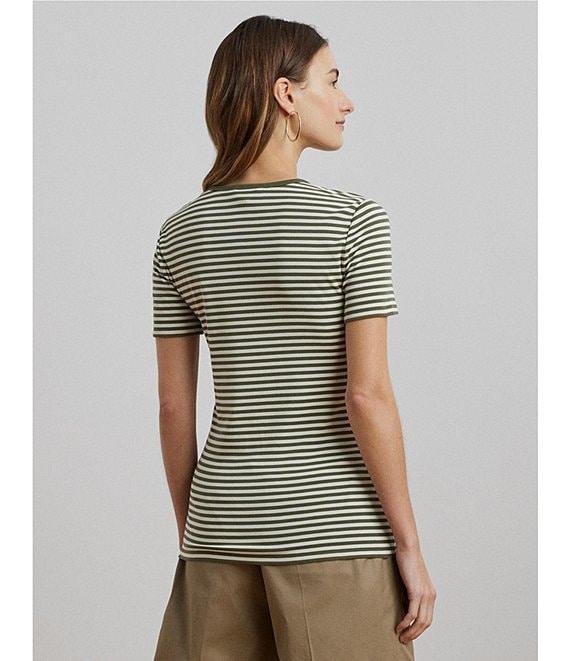 Lauren Ralph Lauren Striped Stretch Crewneck Short Sleeve Tee Shirt Product Image