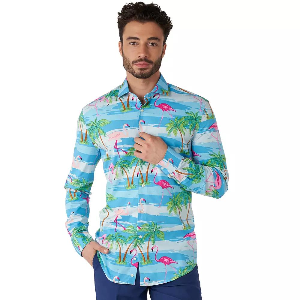 Men's OppoSuits Modern-Fit Flamingo Button-Down Dress Shirt,  Product Image