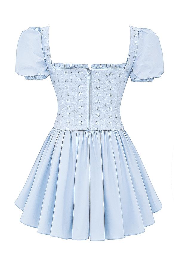 Maribel  soft blue broderie corset mini dress - sale Product Image