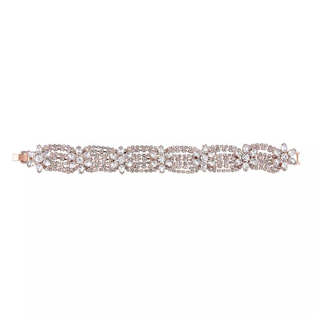 Vieste Simulated Crystal Floral Line Bracelet, Women's, Rose Gold Tone Product Image