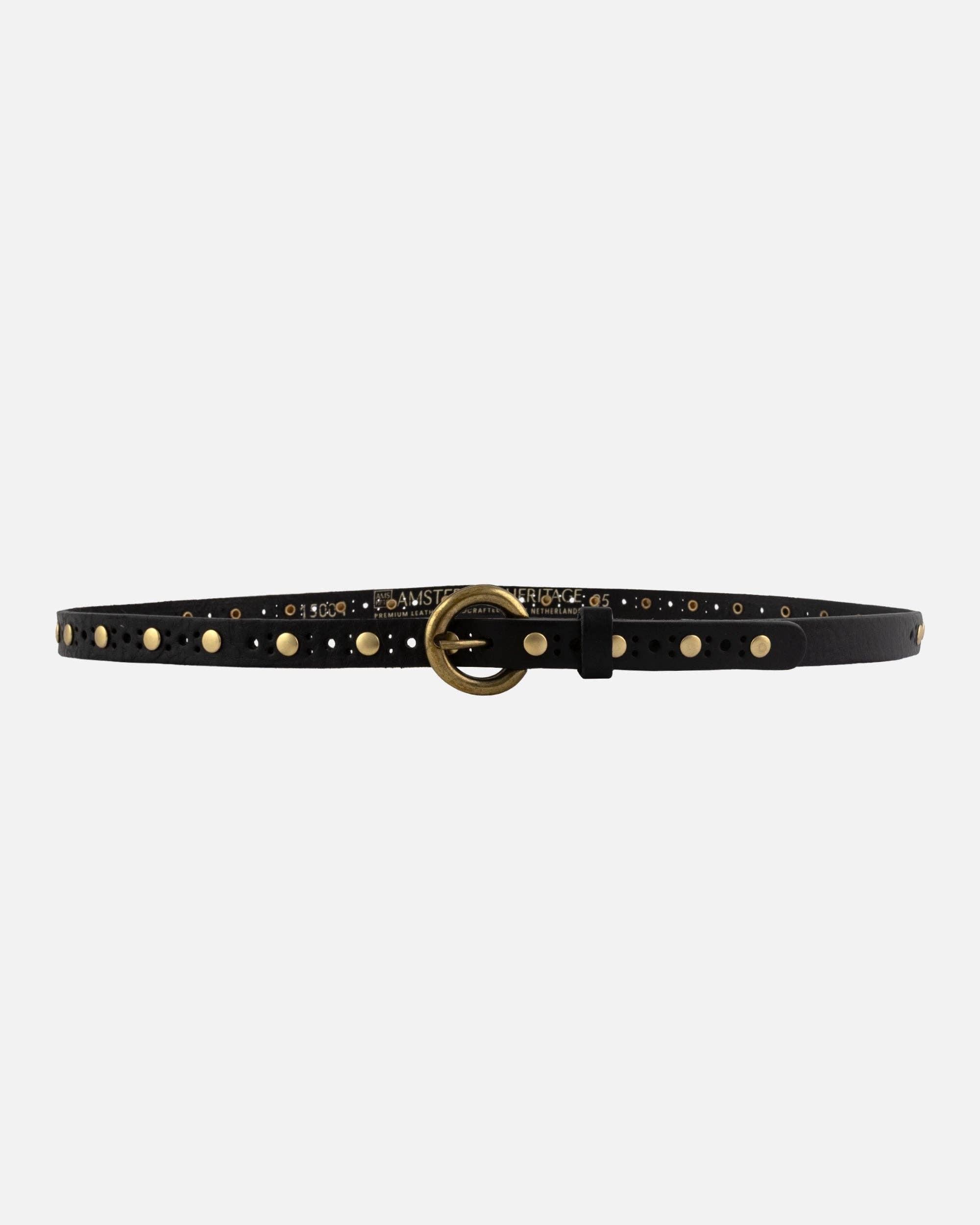 Chloe | Vintage Studded Skinny Belt - Black Product Image