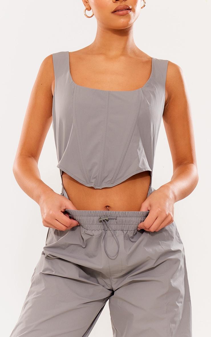Charcoal Parachute Utility Corset Detail Jumpsuit Product Image
