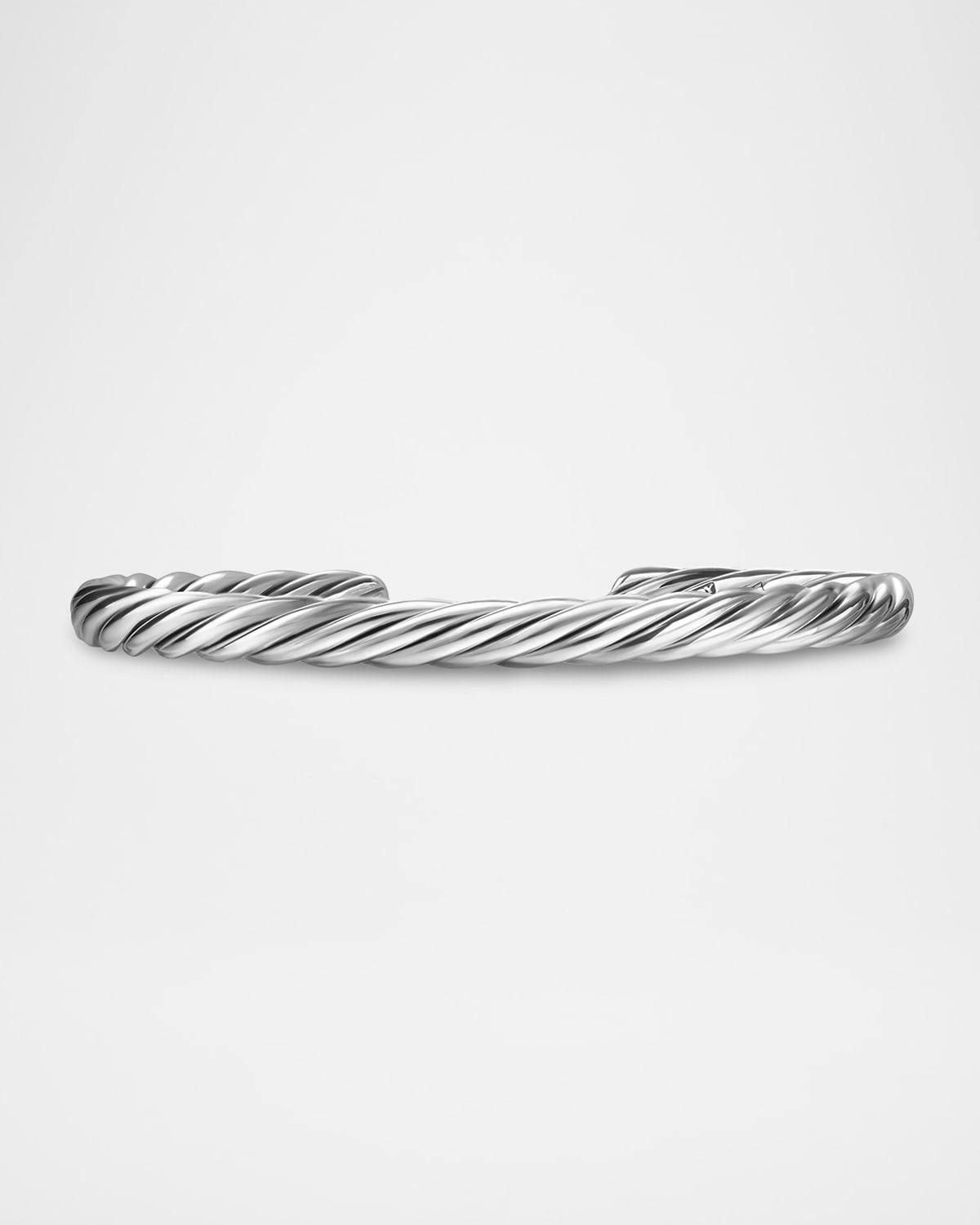 Mens Cable Cuff Bracelet in Sterling Silver, 6MM Product Image