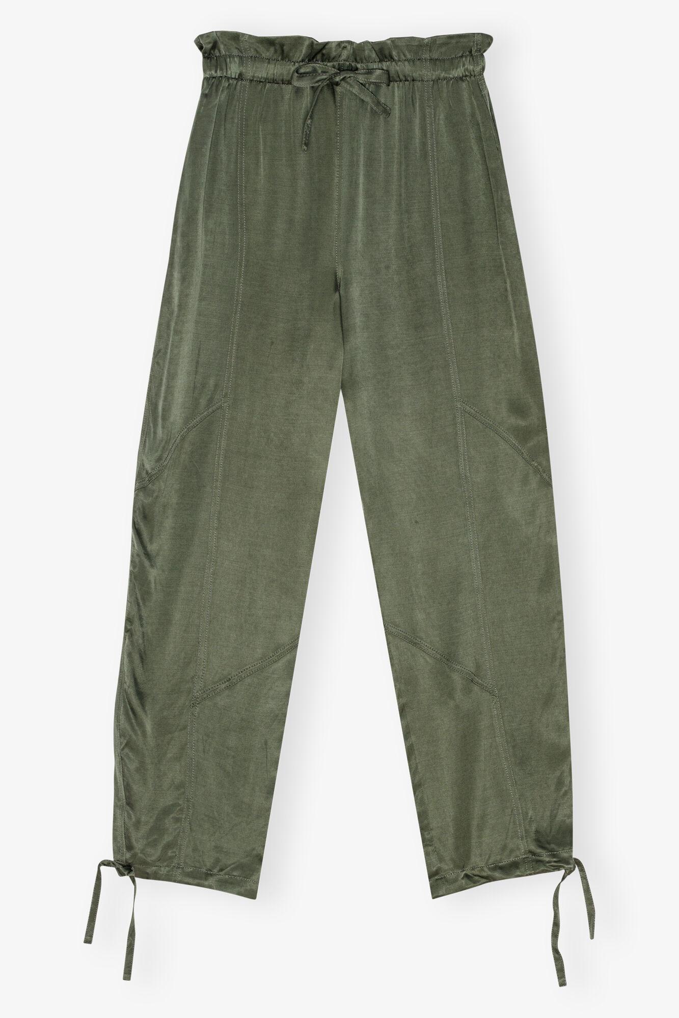 Green Washed Satin Pants Product Image