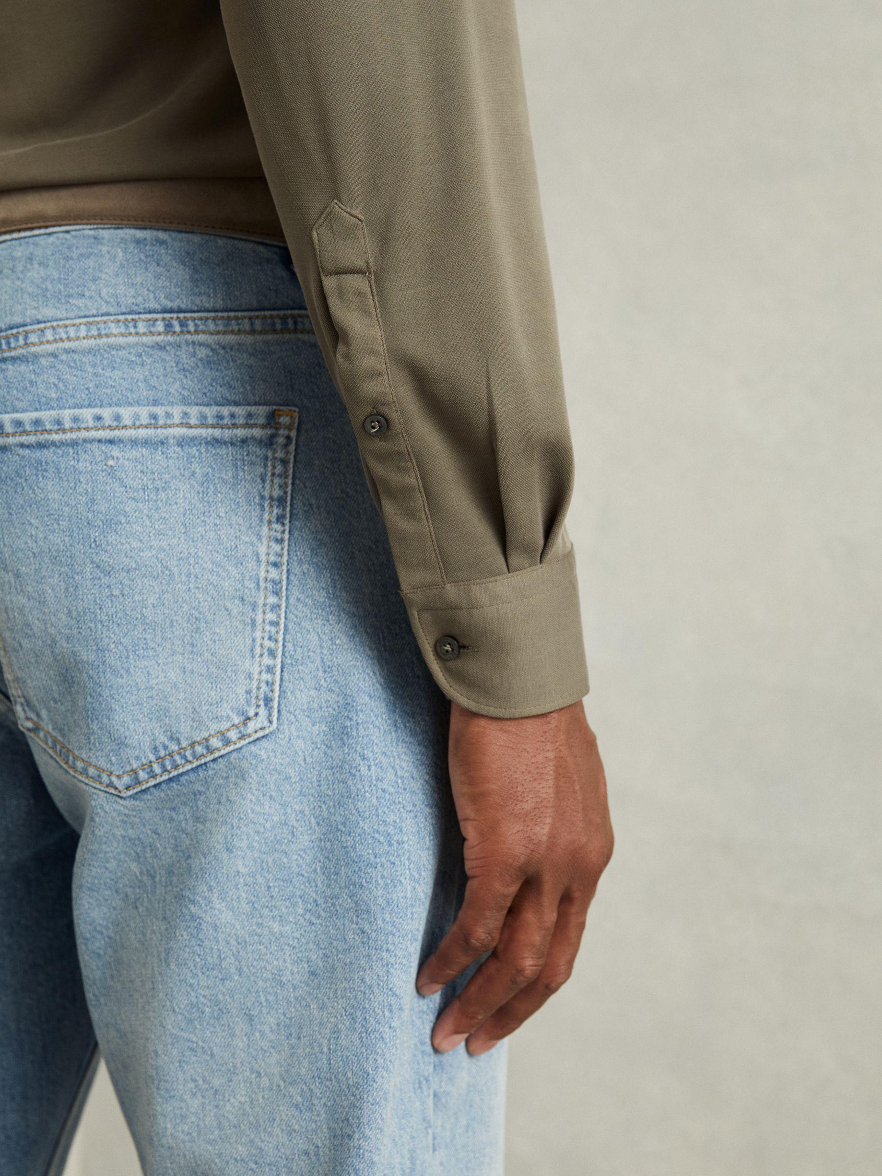 Modal Blend Cutaway Collar Shirt in Khaki Product Image