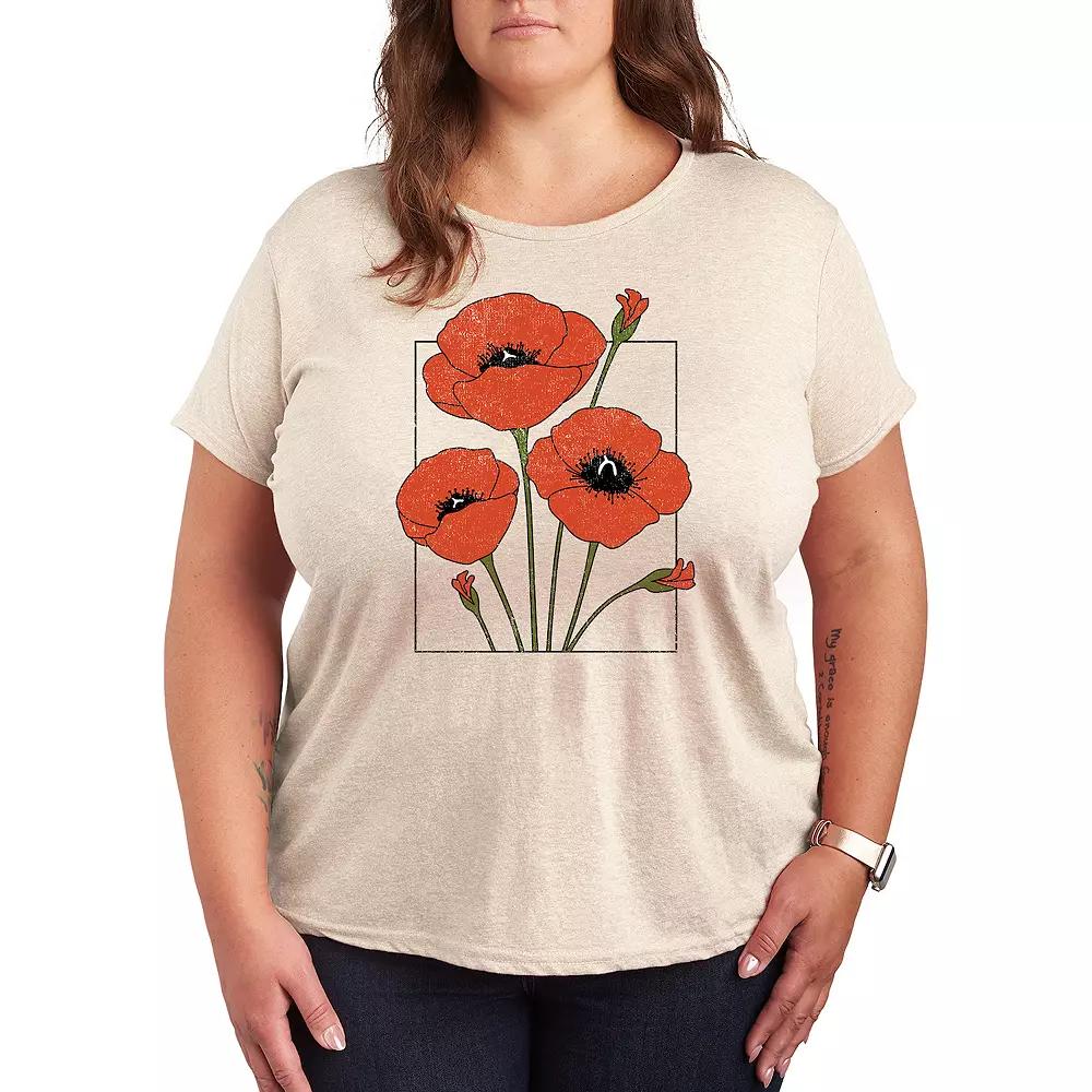 Plus Framed Poppies Graphic Tee, Women's,  Product Image