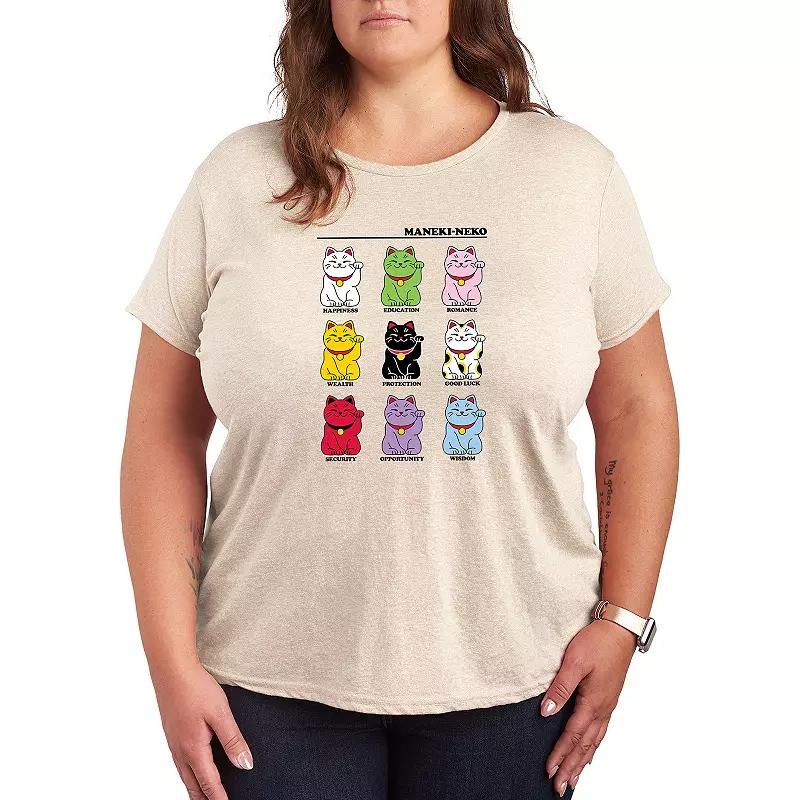 Plus Lucky Cat Grid Graphic Tee, Women's,  Product Image