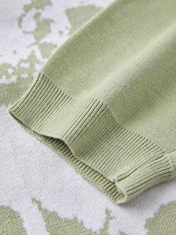 Knit Skull Print Loose Sweater Product Image