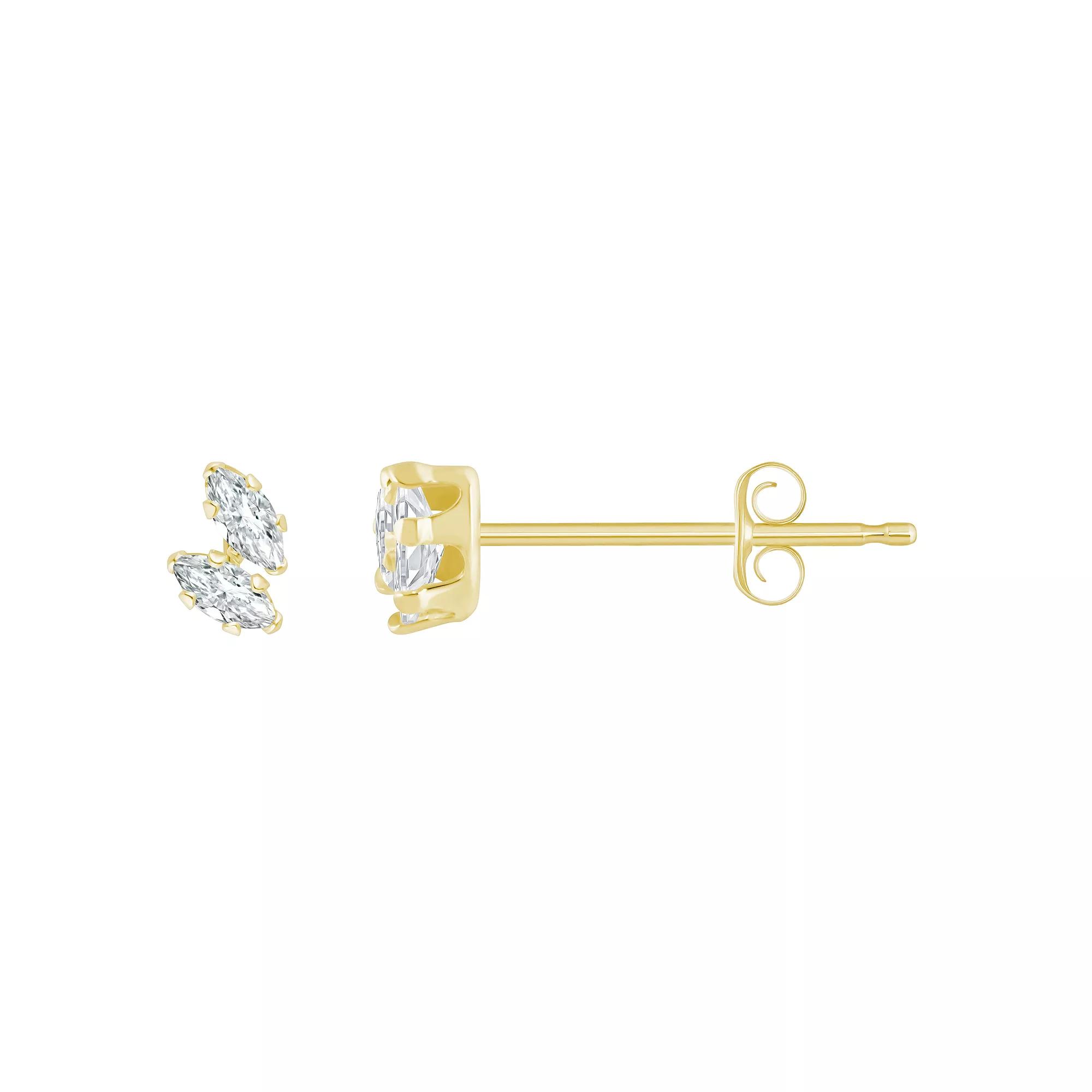 Celebration Gems 10k Gold Marquise Cubic Zirconia Stud Earrings, Women's Product Image