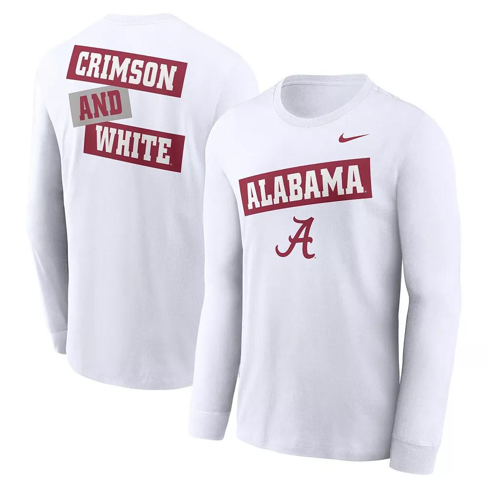 Men's Nike White Alabama Crimson Tide Two-Hit Classic Location Long Sleeve T-Shirt,  Product Image