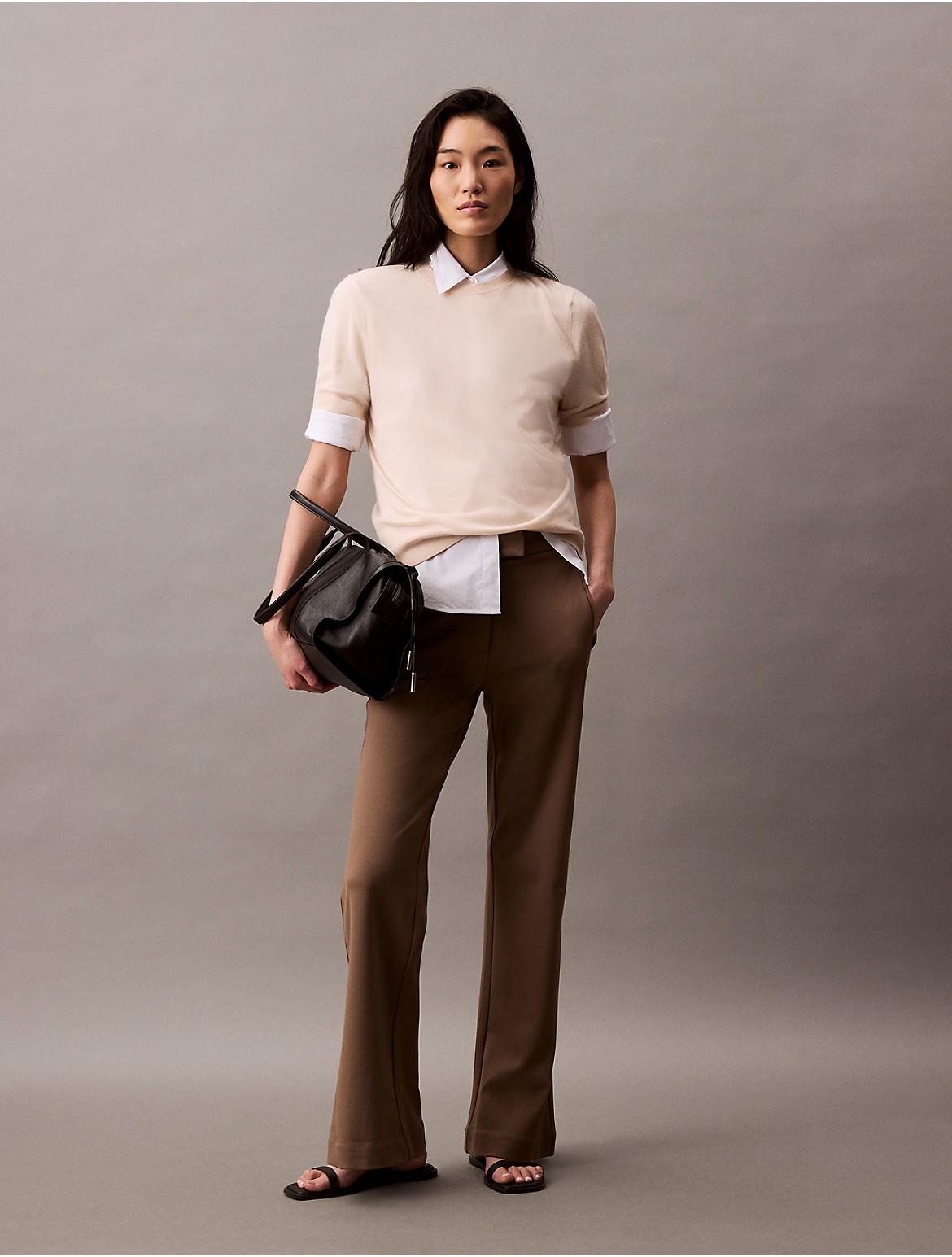 Calvin Klein Womens Ponte Flared Fit Pants - Brown Product Image