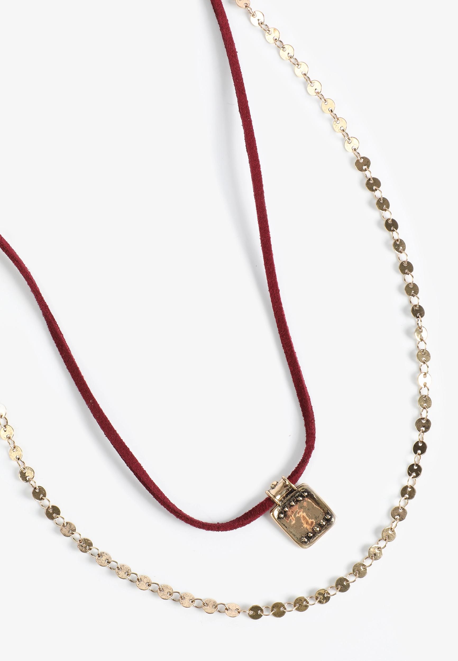 Burgundy Corded Double Layered Necklace Product Image