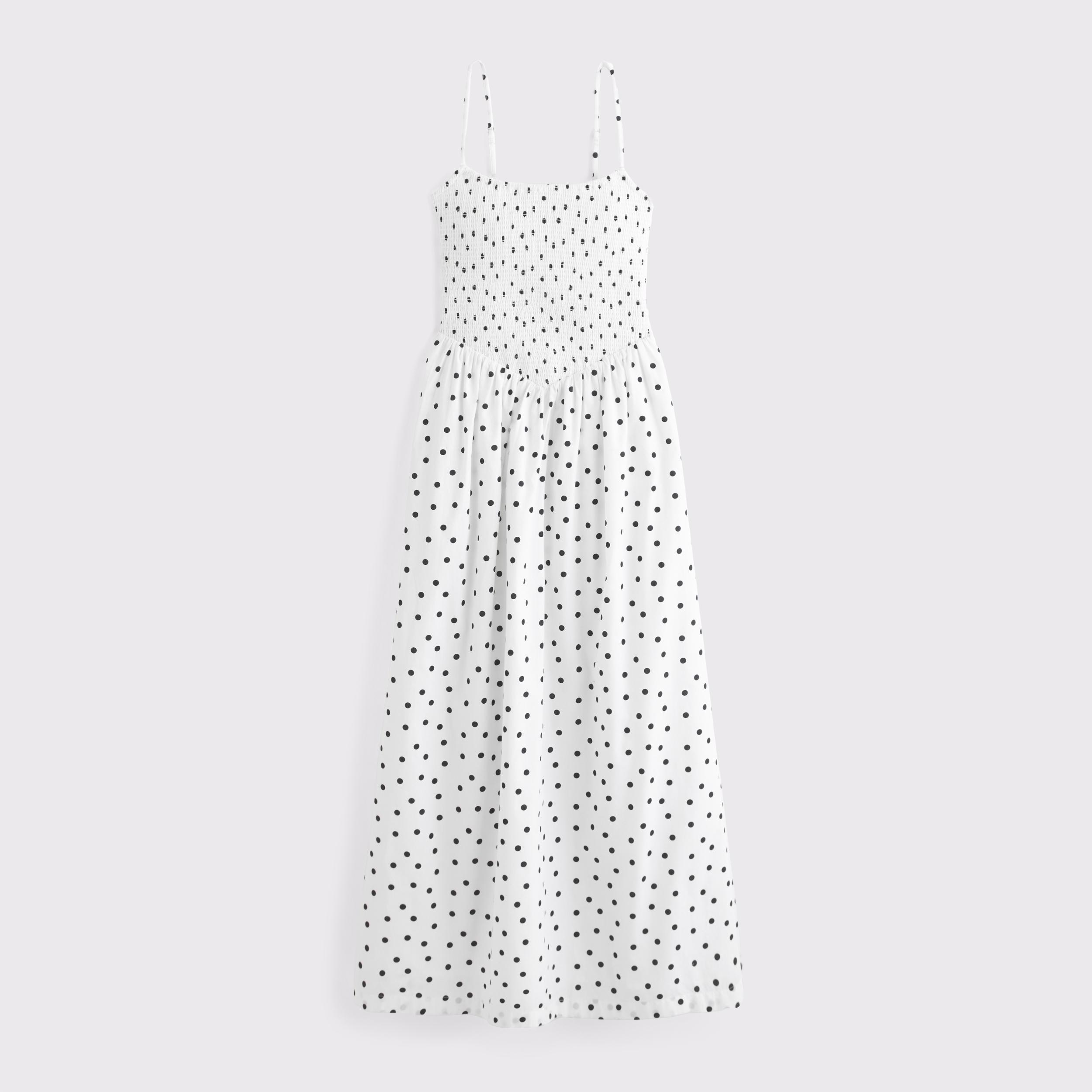 Dipped-Waist Smocked Midi Dress Product Image