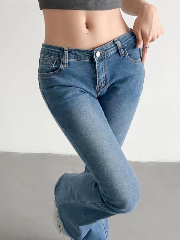 Vintage Low Rise Raw Hem Flare Jeans Product Image
