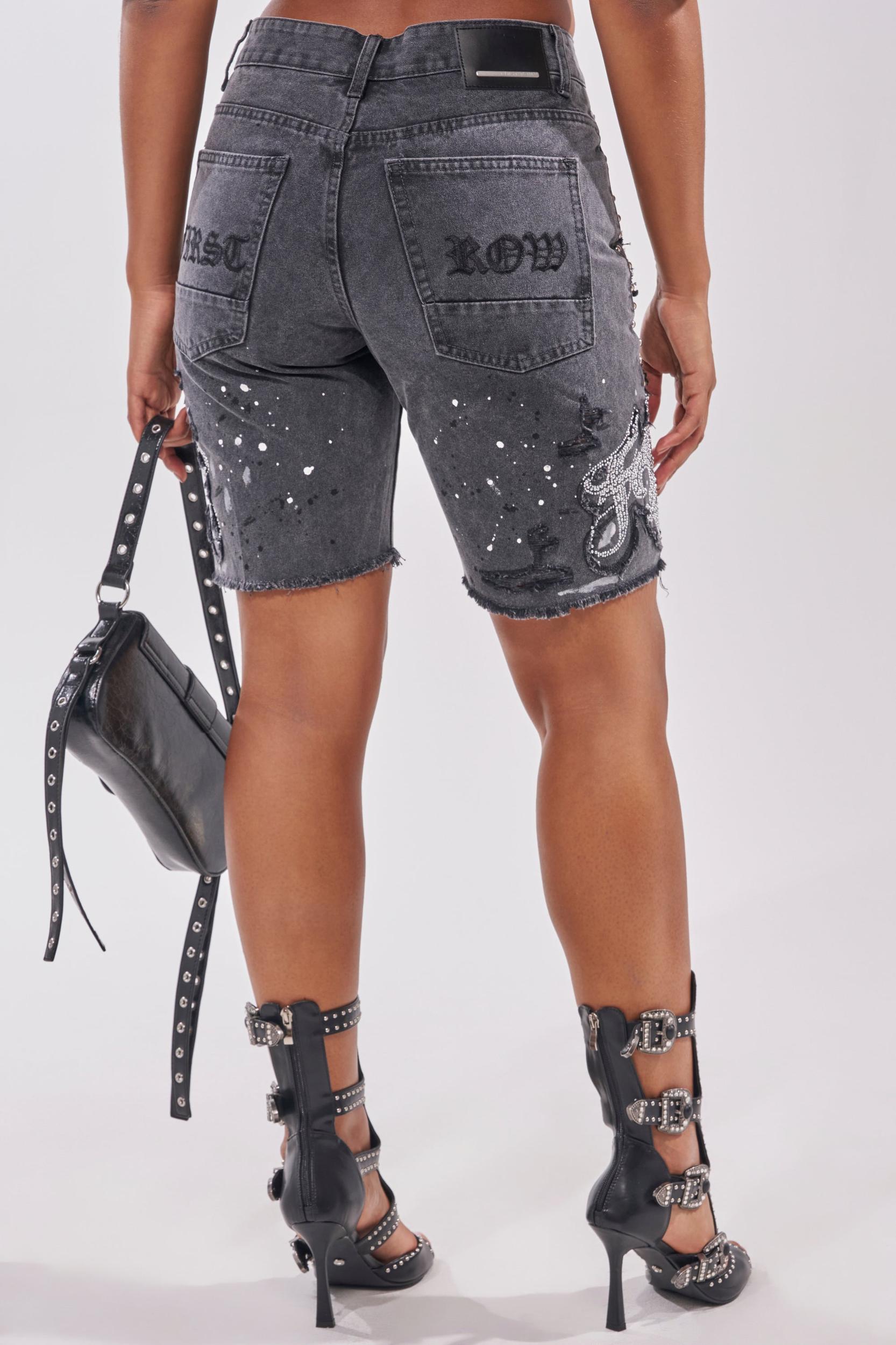 NOT LIKE THE REST EMBELLISHED DENIM SHORT Product Image