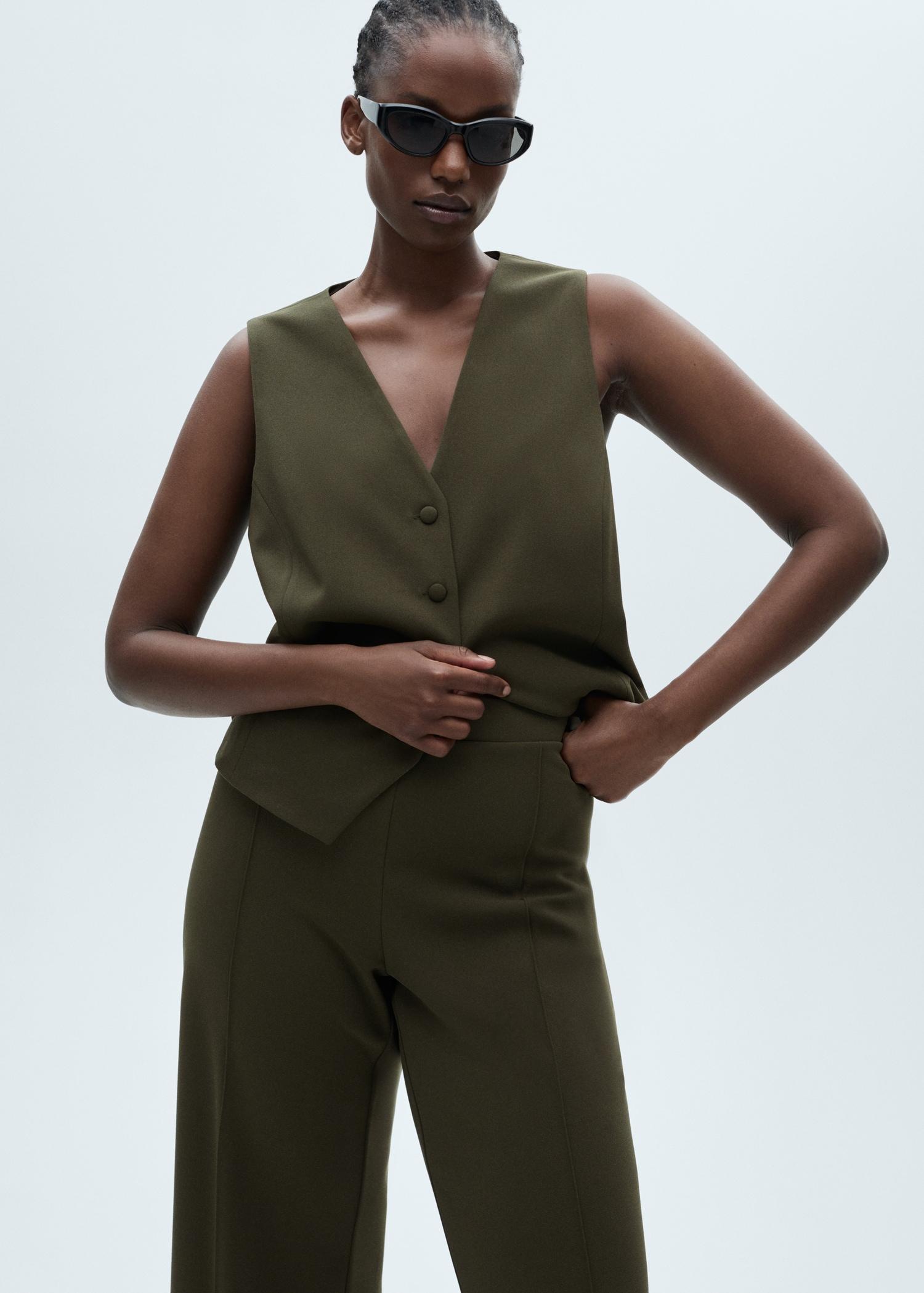 Straight knitted pants - Women | MANGO USA Product Image