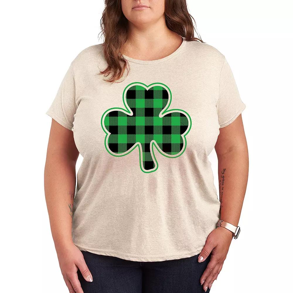 Plus Shamrock Buffalo Plaid Graphic Tee, Women's,  Product Image