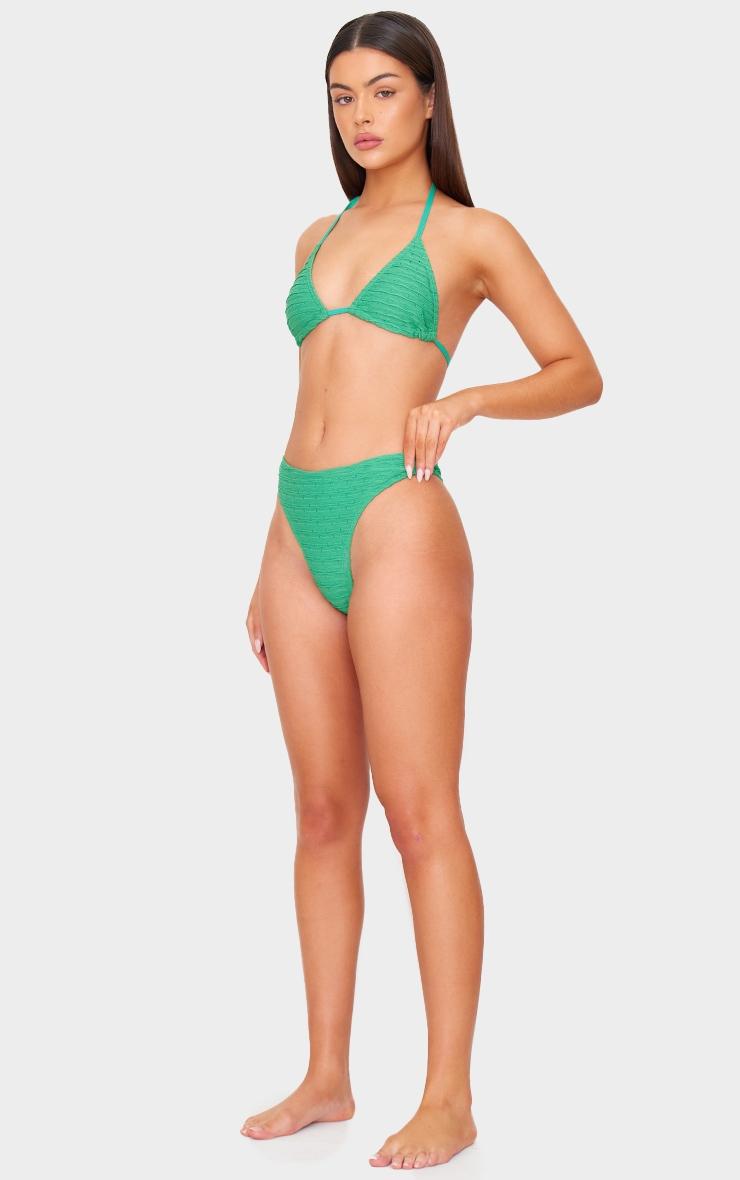 Green Textured Triangle Bikini Top Product Image