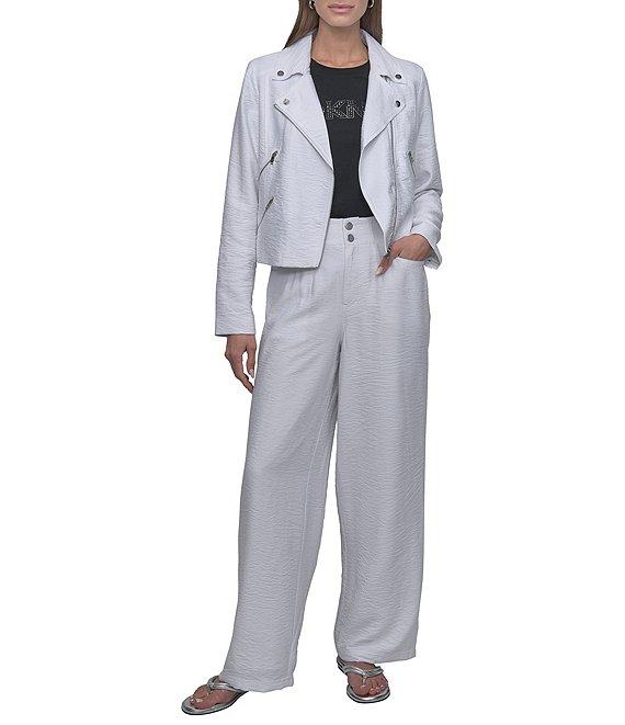 DKNY by Donna Karan Notch Lapel Crinkle Moto Jacket Product Image