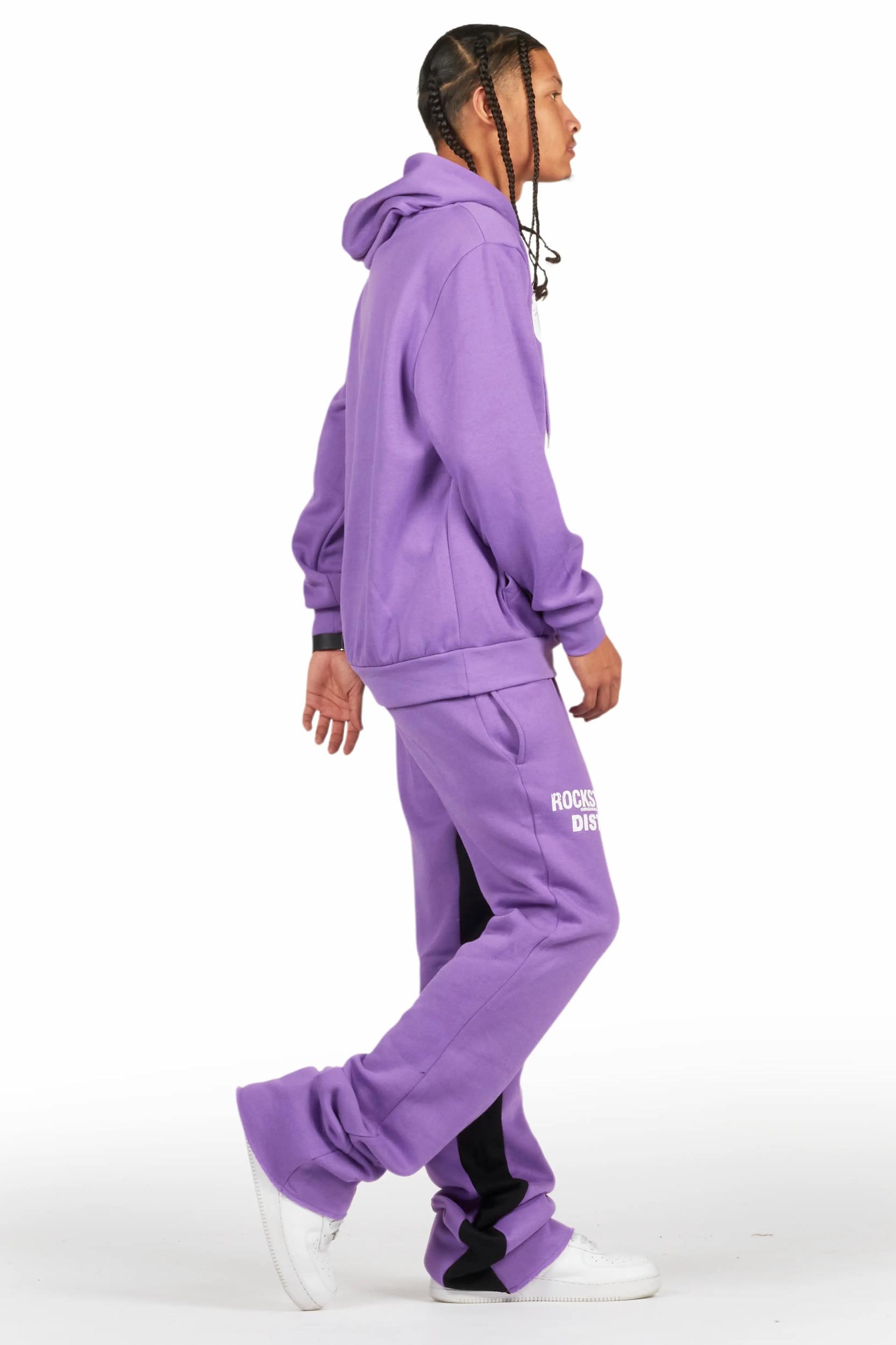 Lake Purple Hoodie/Baggy Track Pant Set Male Product Image