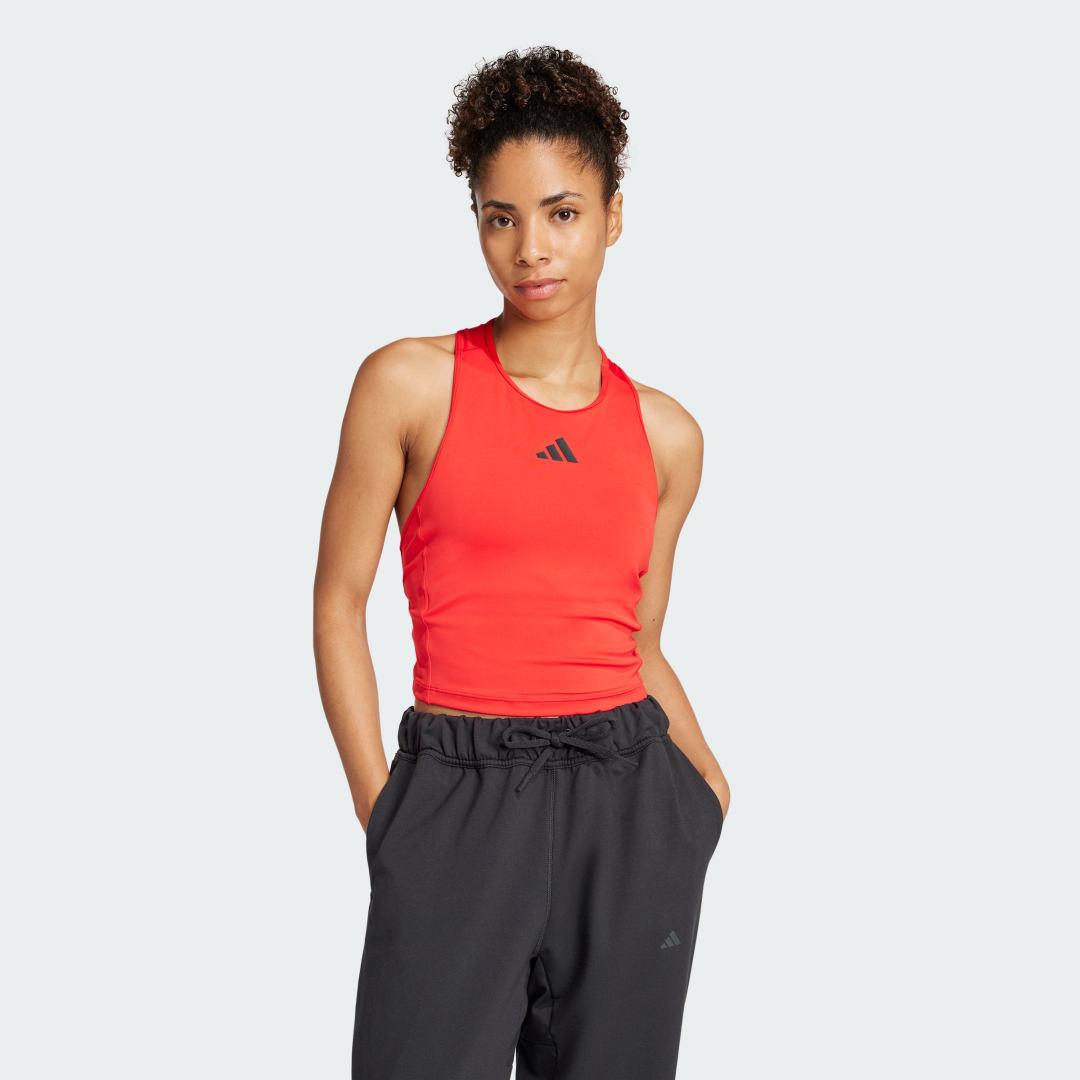 adidas Power 3-Stripes Racerback Bra Tank Top Pure Ruby L Womens Product Image