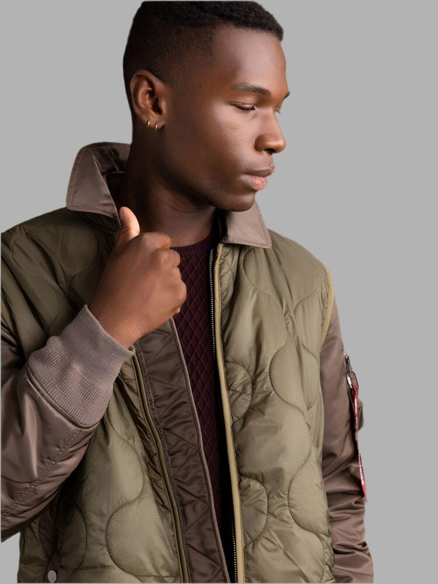MIXED MEDIA QUILTED UTILITY JACKET (COYOTE BROWN) Male Product Image