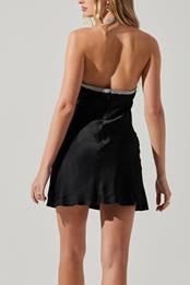 Astr Sicily Satin Halter Rhinestone Trim Mini Dress SALE Product Image