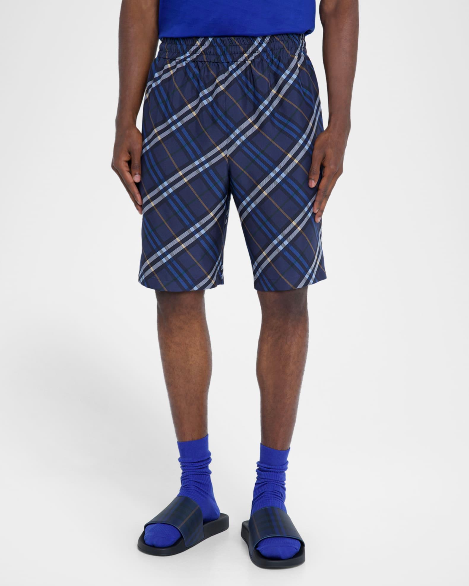 Men's Casual Silk Check Shorts Product Image