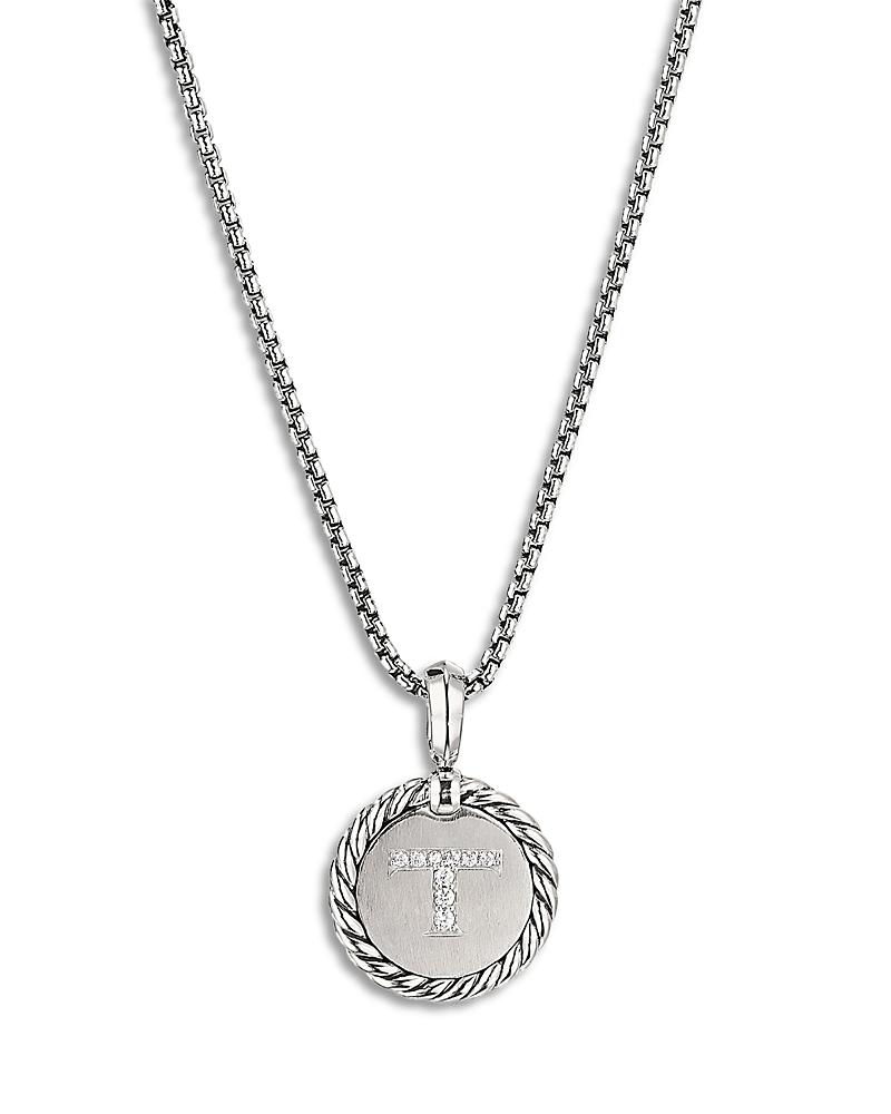 Womens Initial Charm Necklace in Sterling Silver Product Image