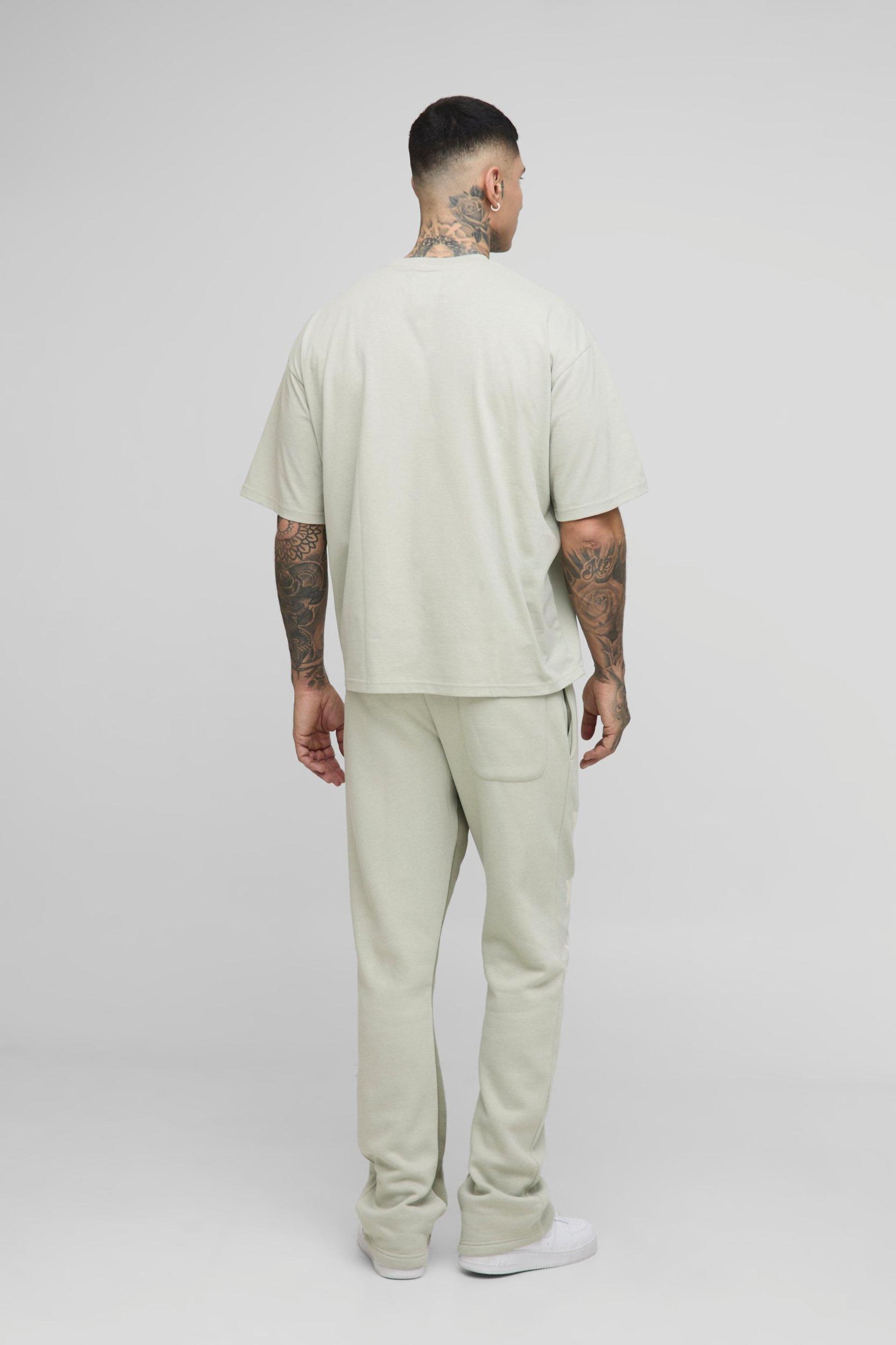 Tall Oversized Boxy Spray Paint Print T-Shirt & Slim Gusset Jogger Tracksuit | boohooMAN USA Product Image